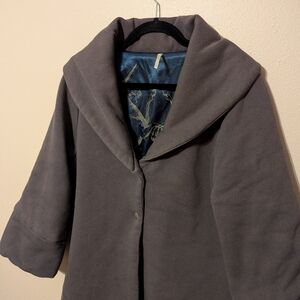 Free People Charcoal Shawl Collar Coat